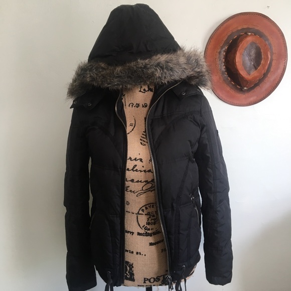 esprit parka with faux fur hood